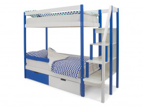 Двухъярусная кровать Svogen с ящиками и бортиком сине-белый в Нижнем Тагиле - nizhnij-tagil.magazinmebel.ru | фото