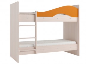 Кровать 2-х ярусная Мая на латофлексах млечный дуб, оранжевая в Нижнем Тагиле - nizhnij-tagil.magazinmebel.ru | фото