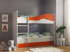 Кровать 2-х ярусная Мая с ящиками на латофлексах белый-оранж в Нижнем Тагиле - nizhnij-tagil.magazinmebel.ru | фото