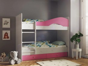 Кровать 2-х ярусная Мая с ящиками на латофлексах белый-розовый в Нижнем Тагиле - nizhnij-tagil.magazinmebel.ru | фото