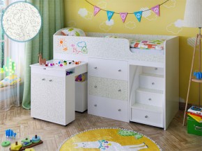 Кровать чердак Малыш 80х180 белый с фасадом для рисования феритейл в Нижнем Тагиле - nizhnij-tagil.magazinmebel.ru | фото