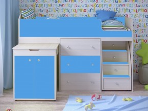 Кровать чердак Малыш 80х180 Дуб молочный, Голубой в Нижнем Тагиле - nizhnij-tagil.magazinmebel.ru | фото