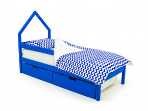 Кровать-домик мини Svogen с ящиками и бортиком синий в Нижнем Тагиле - nizhnij-tagil.magazinmebel.ru | фото