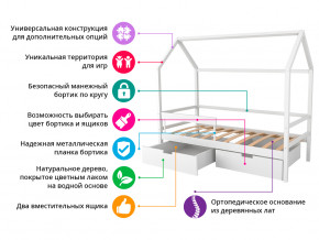 Кровать-домик Svogen с фото с ящиками и бортиком белый/барашки в Нижнем Тагиле - nizhnij-tagil.magazinmebel.ru | фото - изображение 2