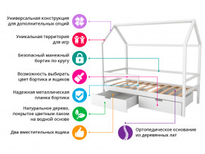 Кровать-домик Svogen с фото с ящиками и бортиком белый/лисята в Нижнем Тагиле - nizhnij-tagil.magazinmebel.ru | фото - изображение 2