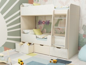 Кровать двухъярусная Малыш двойняшка дуб молочный-феритейл в Нижнем Тагиле - nizhnij-tagil.magazinmebel.ru | фото