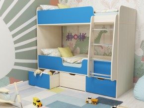 Кровать двухъярусная Малыш двойняшка дуб молочный-голубой в Нижнем Тагиле - nizhnij-tagil.magazinmebel.ru | фото