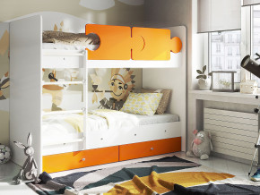 Кровать двухъярусная Тетрис латы с бортиками белый-оранжевый в Нижнем Тагиле - nizhnij-tagil.magazinmebel.ru | фото