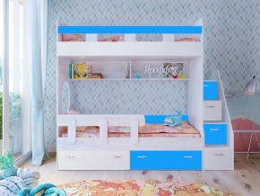 Кровать двухъярусная Юниор 1 винтерберг-белый с голубым в Нижнем Тагиле - nizhnij-tagil.magazinmebel.ru | фото