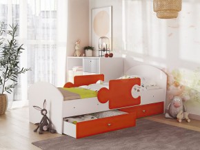 Кровать Мозаика с ящиком и бортиками на ламелях белый-оранж в Нижнем Тагиле - nizhnij-tagil.magazinmebel.ru | фото