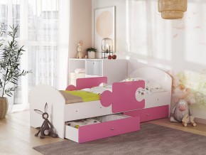 Кровать Мозаика с ящиком и бортиками на ламелях белый-розовый в Нижнем Тагиле - nizhnij-tagil.magazinmebel.ru | фото