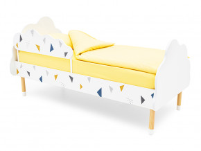 Кровать Stumpa Облако с бортиком рисунок Треугольники желтый, синий в Нижнем Тагиле - nizhnij-tagil.magazinmebel.ru | фото