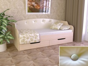 Кровать Юниор Тип 2 дуб молочный-белый перламутр 800х1600 в Нижнем Тагиле - nizhnij-tagil.magazinmebel.ru | фото