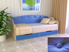 Кровать Юниор Тип 2 дуб молочный/синий 800х1600 в Нижнем Тагиле - nizhnij-tagil.magazinmebel.ru | фото