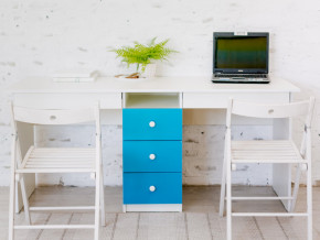 Стол письменный двухместный В 5 голубой в Нижнем Тагиле - nizhnij-tagil.magazinmebel.ru | фото - изображение 1