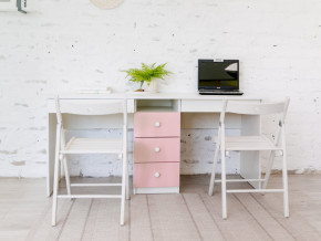Стол письменный двухместный В 5 розовый в Нижнем Тагиле - nizhnij-tagil.magazinmebel.ru | фото